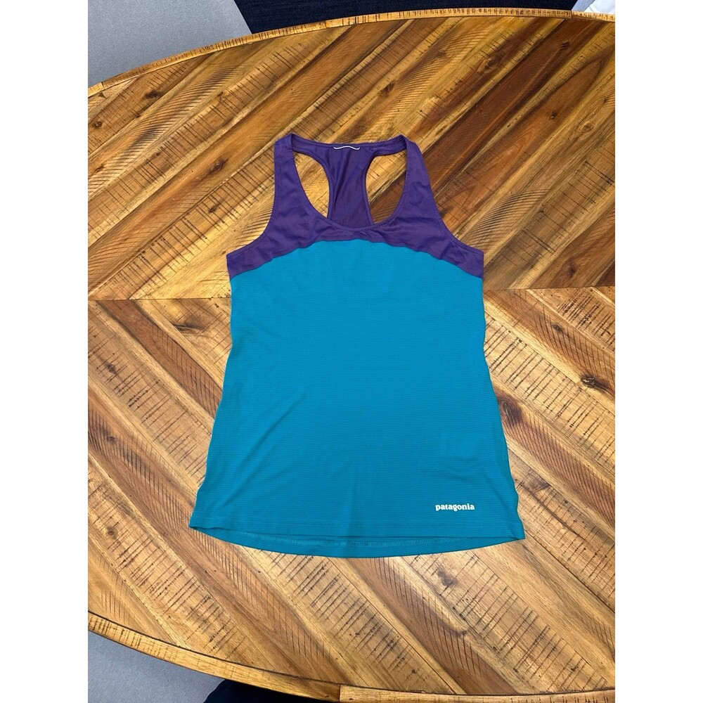 Patagonia Women’s Running Tank Top Turquoise Purple Lightweight Small slingback